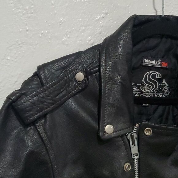 Vintage Leather King Motorcycle Jacket in Black Size M or 6/8 - Picture 5 of 16